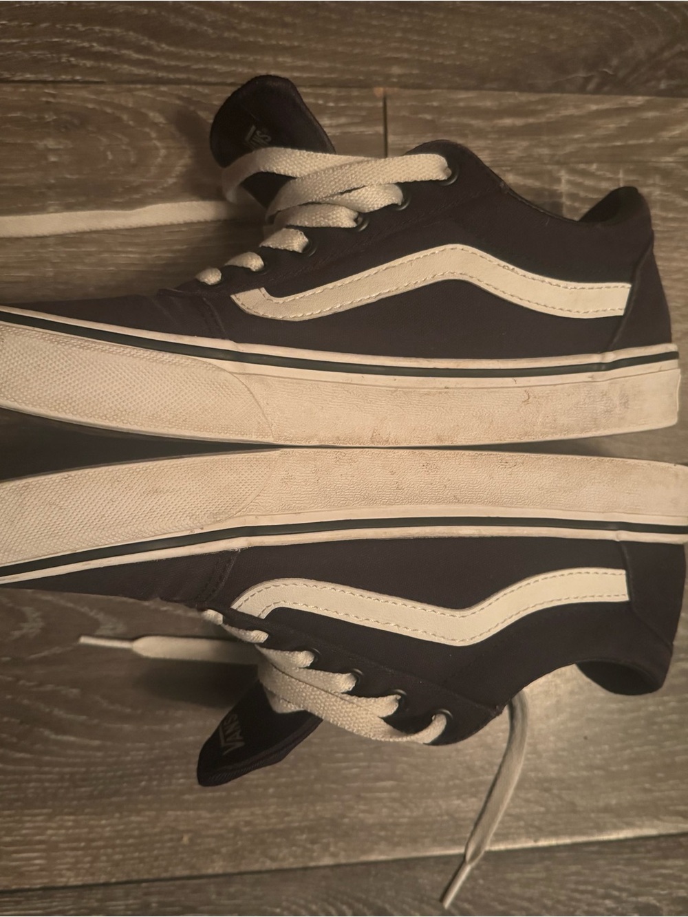Vans Black Low-Top Sneakers with White Side Stripe - Picture 2 of 4
